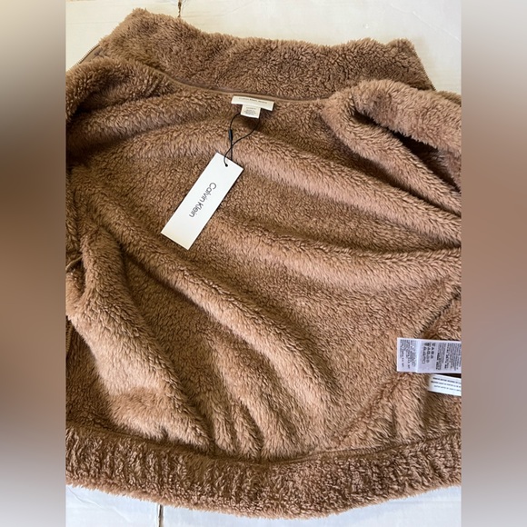 NWT  Calvin Klein Womens Faux Fur Teddy Jacket Size XS  Brown - Picture 10 of 10